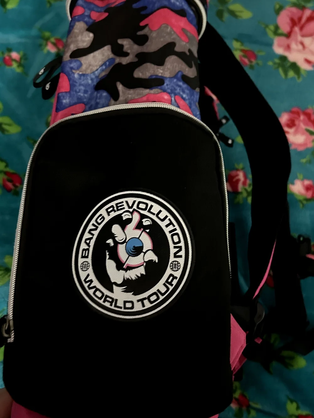 Bang Revolution Graphic Backpack - Pink & Blue Camo